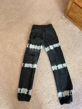 Reformation Jeans Black Bleached Stripe High Rise Size 26